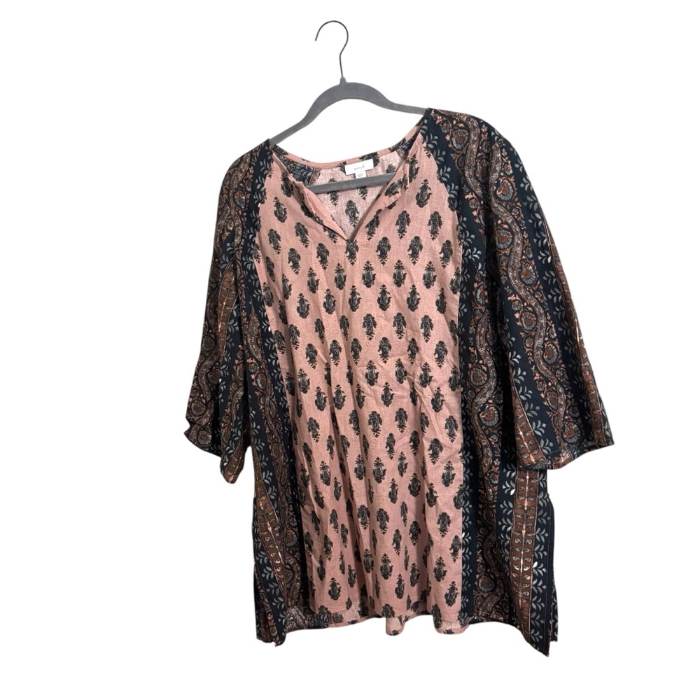 J. Jill Pink and Navy Printed Tunic